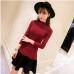 New 2019 spring women ladies wide stripe slim fitting knitted turtleneck thin sweater top femme korean pullover casual clothes