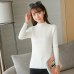 New 2019 spring women ladies wide stripe slim fitting knitted turtleneck thin sweater top femme korean pullover casual clothes