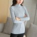 New 2019 spring women ladies wide stripe slim fitting knitted turtleneck thin sweater top femme korean pullover casual clothes