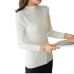 New 2019 spring women ladies wide stripe slim fitting knitted turtleneck thin sweater top femme korean pullover casual clothes