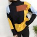 New Autumn Winter Sweater Contrast Color Pullover Jumper 2017 Long Sleeve Half Turtleneck Knitted Tops Woman Pull Femme