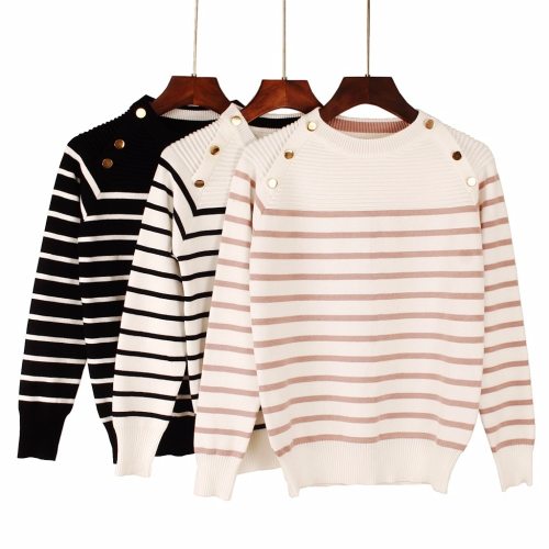 New Autumn Winter Women Pullover Sweater Fashion Striped Designer Casual Jumper O-Neck Long Sleeves Female Sweater