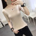 OHCLOTHINGnew style2019 half sleeve cotton Crewneck sweater female sleeve head sleeve shirt five solid tight sweater thin repair