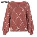 ONLY  womens' winter new loose rope lace knit sweater Trendy diamond lattice Tie-up design|118324560