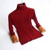 Plus Size S-2XL Thick Warm Women Pullover Sweater Fashion Knitted With Velvets Jumper Top Rib Silm Female Turtleneck Sweater