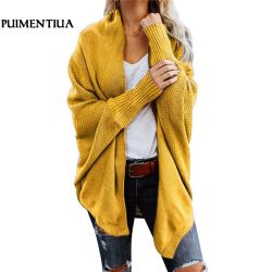 Puimentiua Autumn Winter Batwing Sleeve Knitwear Cardigan Women Large Size Knitted Sweater Cardigan Female Elegant Jumper Coat