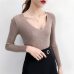 Pull Femme Sexy Deep V Neck Women Sweaters And Pullovers 2018 Winter Pink Gray Knitted Warm Jumper Slim Stretch Sweater Female