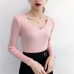 Pull Femme Sexy Deep V Neck Women Sweaters And Pullovers 2018 Winter Pink Gray Knitted Warm Jumper Slim Stretch Sweater Female