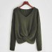 Pull femme hiver sweaters Long Sleeve Solid Color V-neck Sexy Cross Knotted Panel sweater women plus size roupa feminina