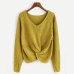 Pull femme hiver sweaters Long Sleeve Solid Color V-neck Sexy Cross Knotted Panel sweater women plus size roupa feminina