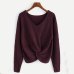 Pull femme hiver sweaters Long Sleeve Solid Color V-neck Sexy Cross Knotted Panel sweater women plus size roupa feminina