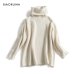 REJINAPYO 10 Color Women Fashion Solid Casual Knitted Sweater Female Turtleneck Oversized Pullover Ladies Elegant Loose Sweater