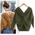 Retro 6 colors V Neck Twisted Back Sweater Women Jumpers Autumn Pullovers Casual Tops Long Sleeve Knitted Sweaters pull femme