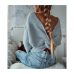 Retro 6 colors V Neck Twisted Back Sweater Women Jumpers Autumn Pullovers Casual Tops Long Sleeve Knitted Sweaters pull femme