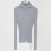 Ribbed Turtleneck Sweater Knitted Tops Women High Neck Pullovers With Thumb Hole Fall Winter Jumper