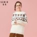 SEMIR Women Fair Isle Fluffy Jacquard-knit Sweater Pullover Sweater Ribbing at Crewneck Cuff and Hem in Cozy Style for Winter