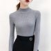 SVOKOR Sweater Women Solid Slim Half-neckline Warm Knitwear Winter Long Sleeve Turtleneck Top