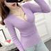 Sexy Winter Knitted Sweater V Neck Cashmere Sweater Female 2019 Women Sweaters And Pullovers Autumn Long Sleeve Sweater Jumper