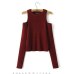 Sexy Women Off Shoulder Long Sleeve Knitted Sweater Solid Skinny Slim Sweater