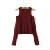 Sexy Women Off Shoulder Long Sleeve Knitted Sweater Solid Skinny Slim Sweater