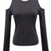 Sexy Women Off Shoulder Long Sleeve Knitted Sweater Solid Skinny Slim Sweater