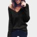 Simenual V neck women sweaters and pullovers knitted autumn winter clothing solid basic slim pullover female jumper sweater lady