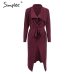 Simplee Belt lace up women cardigan Autumn winter long sweater jumper Knitted cardigan Turn down collar thick casual coat 2018