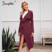 Simplee Belt lace up women cardigan Autumn winter long sweater jumper Knitted cardigan Turn down collar thick casual coat 2018