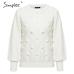 Simplee Elegant fur pompon women sweater Autumn winter lantern sleeve knitted sweater female Streetwear ladies pullover jumper