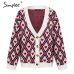 Simplee Heart print ladies knitted cardigan female Casual Single breasted jumper 2018 Autumn winter oversized women sweater tops