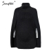 Simplee Knitted turtleneck cloak sweater Women Camel casual pullover Autumn winter streetwear women sweaters and pullovers 2018