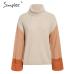 Simplee Patchwork turtleneck knitted sweaters female Casual long sleeve korean pullover jumper Women streetwear ladies sweater