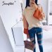 Simplee Patchwork turtleneck knitted sweaters female Casual long sleeve korean pullover jumper Women streetwear ladies sweater