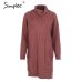 Simplee Turtleneck high split knitting pullover Autumn winter long sleeve leisure sweater dress women pull streetwear jumper