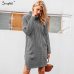 Simplee Turtleneck high split knitting pullover Autumn winter long sleeve leisure sweater dress women pull streetwear jumper