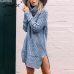 Simplee Turtleneck high split knitting pullover Autumn winter long sleeve leisure sweater dress women pull streetwear jumper