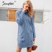 Simplee Turtleneck high split knitting pullover Autumn winter long sleeve leisure sweater dress women pull streetwear jumper