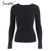 Simplee White knitted pullover sweater women Sexy elastic long sleeve knitting pullover Casual autumn winter jumper pullover