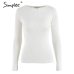 Simplee White knitted pullover sweater women Sexy elastic long sleeve knitting pullover Casual autumn winter jumper pullover