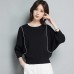 Spring Round neck Striped Knit Sweater Fashion and elegant White Sweater 2019 Brand Design black Spring Knitting Sweater woman