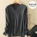 Sweater V-Neck Women Fashion Autumn Cashmere Wool Knit Sweater V-Neck Solid Slim Sexy Pullovers Coat Female Blouse Knit Sweater