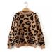 Tangada women leopard knitted sweater winter animal print winter thick long sleeve female pullovers casual tops 2X05