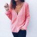 Trendy Women clothes solid Button -neck Knitted Sweater long sleeve casual cotton Knitwear Cardigan Tops one pieces