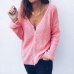 Trendy Women clothes solid Button -neck Knitted Sweater long sleeve casual cotton Knitwear Cardigan Tops one pieces