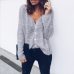 Trendy Women clothes solid Button -neck Knitted Sweater long sleeve casual cotton Knitwear Cardigan Tops one pieces