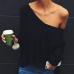 UVKKC Sexy Off Shoulder Split knitted Sweater Women Brand Black pullovers knitwear Autumn winter 2019 white Jumper Pull femme