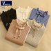 Vangull Casual Spring Slim Sweater Winter Knitted Sweater New Lace Up Flare Long Sleeve Ruffle Knitting Pullover Women Sweaters