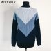 WOTWOY Autumn Winter Contrast Color Women Sweater Casual Long Sleeve Pullovers Women O-Neck Knitted Tops Women Jumper Femme Soft