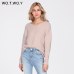 WOTWOY Autumn Winter Knit Pullovers Women Long Sleeve Basic Cashmere Sweater Women Pullover Knitted Casual Blue Female Jumper