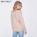 WOTWOY Autumn Winter Knit Pullovers Women Long Sleeve Basic Cashmere Sweater Women Pullover Knitted Casual Blue Female Jumper